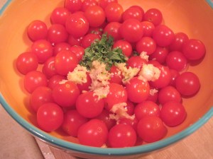 Tomatoes, garlic, and marjoram