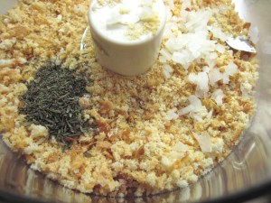Bread crumbs, thyme and onion