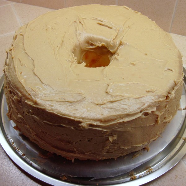 angel food cake with penuche frosting