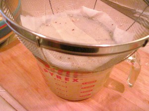 straining the broth