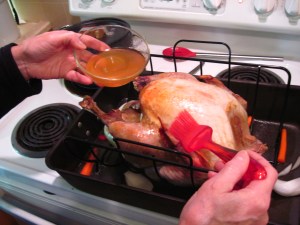 Basting the turkey