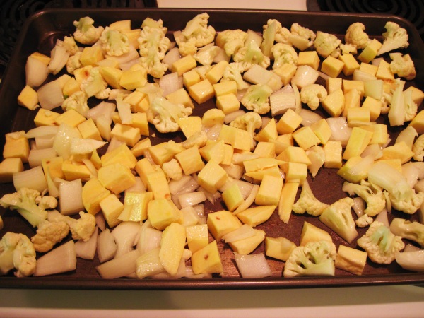 Sweet potatoes and cauliflower