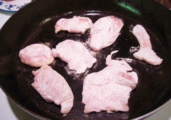 Chicken breast sauteeing