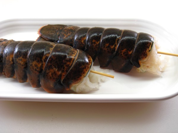 Skewered lobster tails