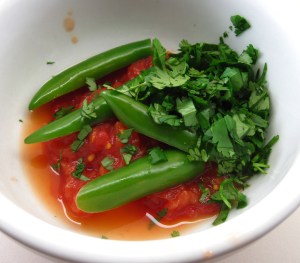 Tomato, pepper, cilantro