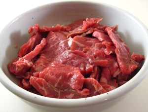 Top sirloin thinly sliced