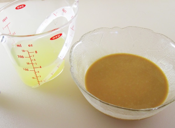 lemon juice with water and tahini and oil