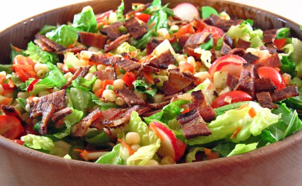 Chop Salad with Corn, Snap Peas, and Bacon