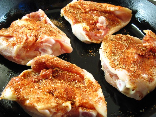 rub on bottom of chicken thighs