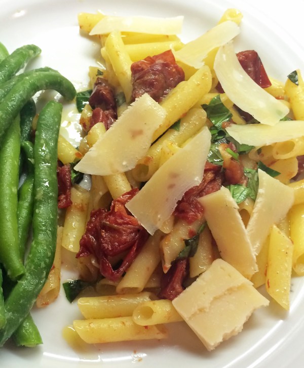 Roasted tomatoes with pasta