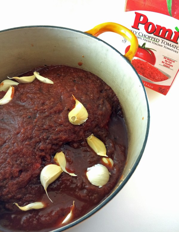 Pomi Finely Chopped Tomatoes and garlic added.JPG