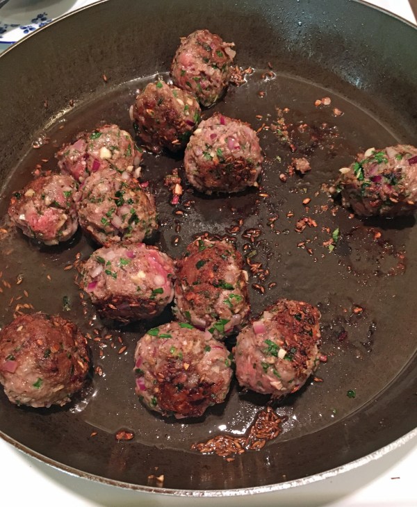 Browning the meatballs