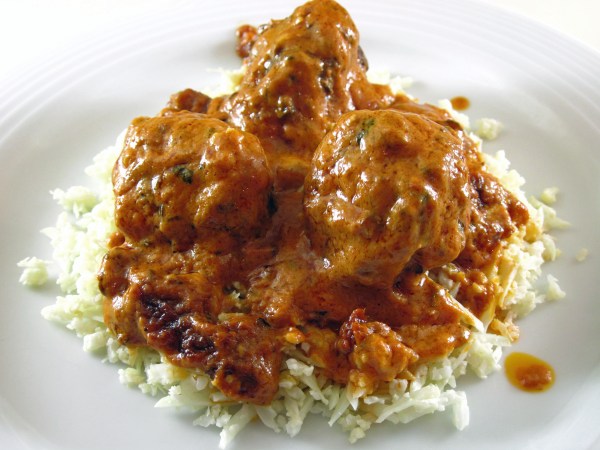 Lamb-Almond Dumplings in a Tomato Cream Sauce