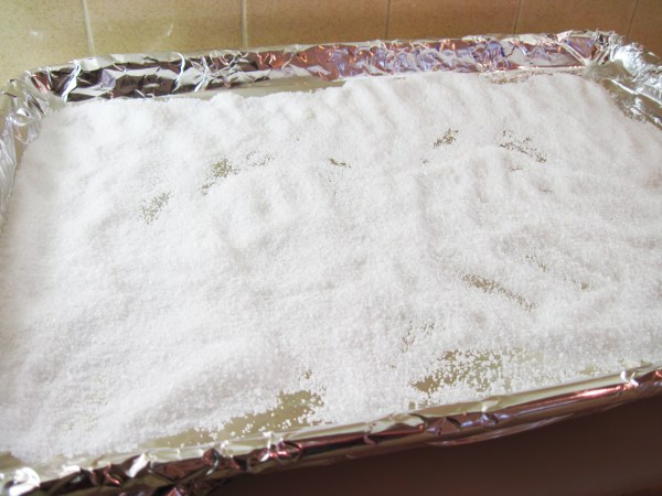 Kosher salt in the baking sheet