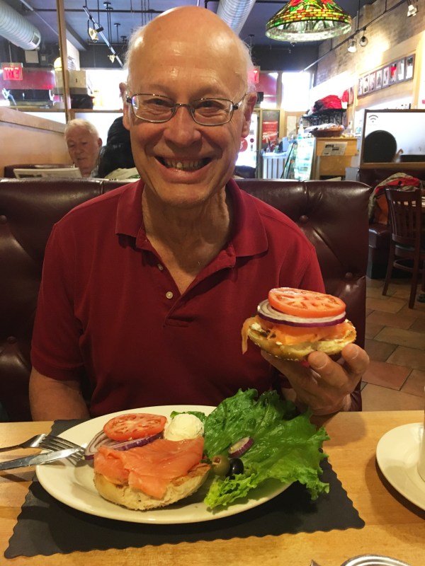 Sarge's bagel, smoked salmon and cream cheese