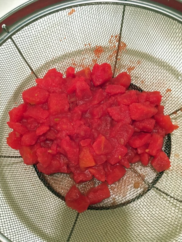 Tomatoes draining