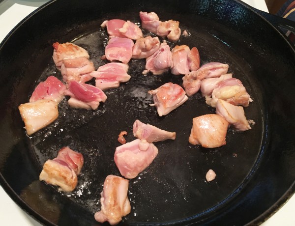 Chicken thighs cooking