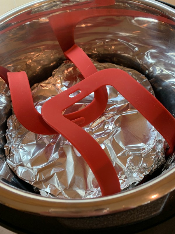 Covered with foil in the Instant Pot