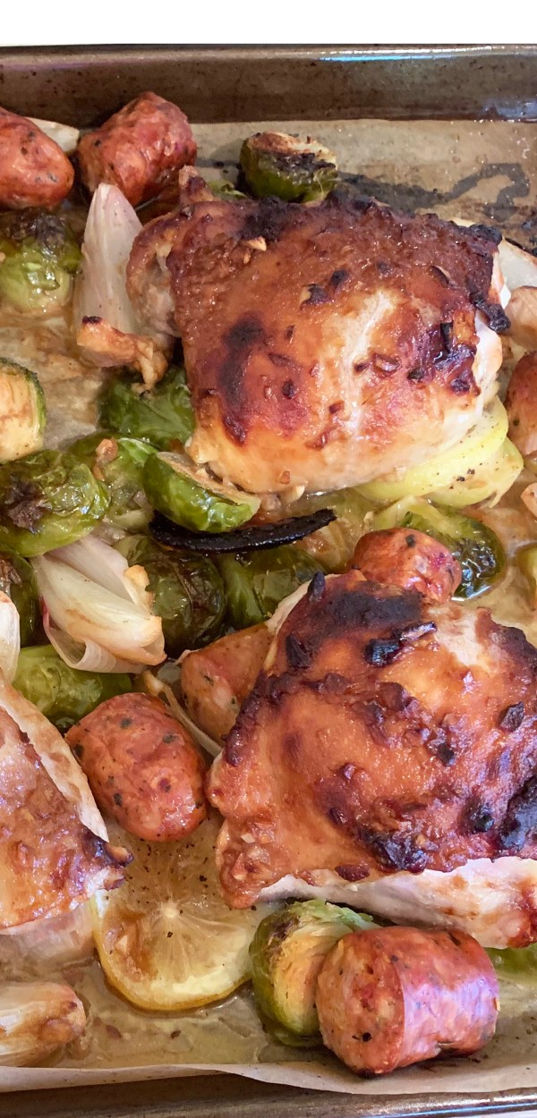 Sheet Pan Chicken, Sausage, and Brussels Sprouts