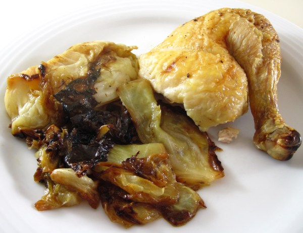 Roast Chicken with Schmaltzy Cabbage