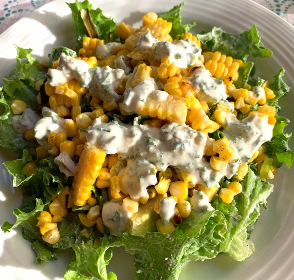 Grilled Corn and Avocado Salad with Feta Dressing